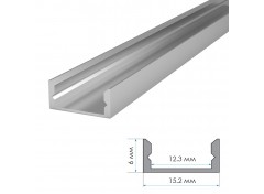 LED профиль ПФ-18/3 не анодированный накладной с  рассеивателем (комплект) 2м