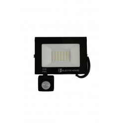 LED прожектор с датчиком движения 30Вт  3000 Лм   6500К   холодный белый   SMD2835