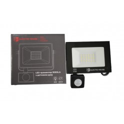 LED прожектор с датчиком движения 30Вт  3000 Лм   6500К   холодный белый   SMD2835
