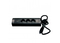 Мебельная розетка кухонная горизонтальная с кабелем 3x16А, USB A+C 3.4А, черный