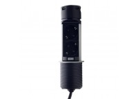 Мебельная розетка вертикальная 2х16А, 2хUSB 2.4А, серебристый металлик