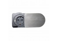 Мебельная розетка компактная 1х16А, 1хUSB 2.1А, серебристый металлик, черный