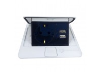 Розетка для пола с заземлением врезная 16А + 2USB 2.1А, IP44, белый