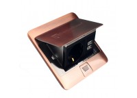Розетка для пола с заземлением врезная 16А + 2USB 2.1А, IP44, античная медь