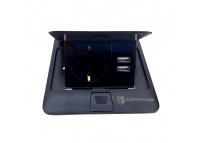 Розетка для пола с заземлением врезная 16А + 2USB 2.1А, IP44, черный