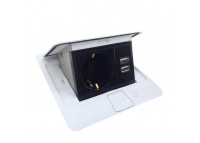 Розетка для пола с заземлением врезная 16А + 2USB 2.1А, IP44, белый