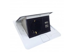 Розетка для пола с заземлением врезная 16А + 2USB 2.1А, IP44, белый