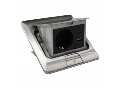Розетка для пола с заземлением врезная 16А + 2USB (type C+A) 2.4А, IP44, алюминий