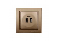 Розетка USB (2 порта) 2 A Enzo Роскошно-золотой
