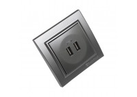 Розетка USB (2 порта) 2 A Enzo Серебряный камень