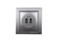 Розетка USB (2 порта) 2 A Enzo Серебряный камень
