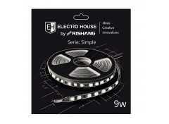 LED лента 9Вт 12В SMD2835 120 диодов, 900 Лм, холодный белый 6500К, серия Simple Electro House by Rishang