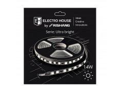 LED лента 14Вт 24В SMD2835 180 диодов, 1400 Лм, холодный белый 6500К, серия Ultra Bright Electro House by Rishang